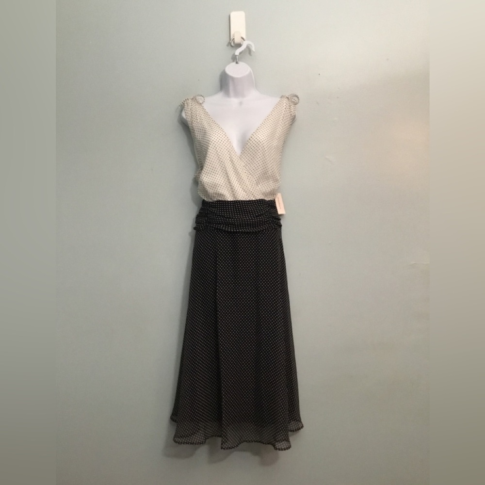 dressbarn Black and White Polka Dot Sleeveless Dress